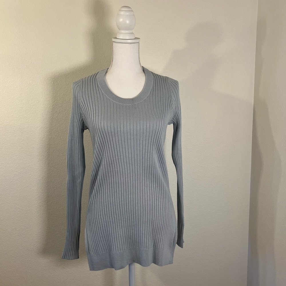 ATHLETA Lincoln Park Blue Ribbed Knit Long Sleeves Pullover Sweater Size Small